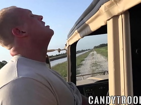 Military bottom fucked on the humvee by hung hunk