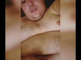 Fat Sissy Spraying Tits with Cum