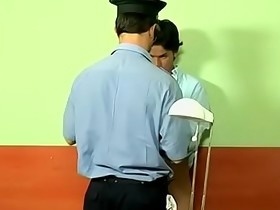 Prisoner twink Lorenzo fucks anally horny officer Bruno