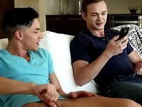 Straight guy tricked into watching gay porn - first time gay sex